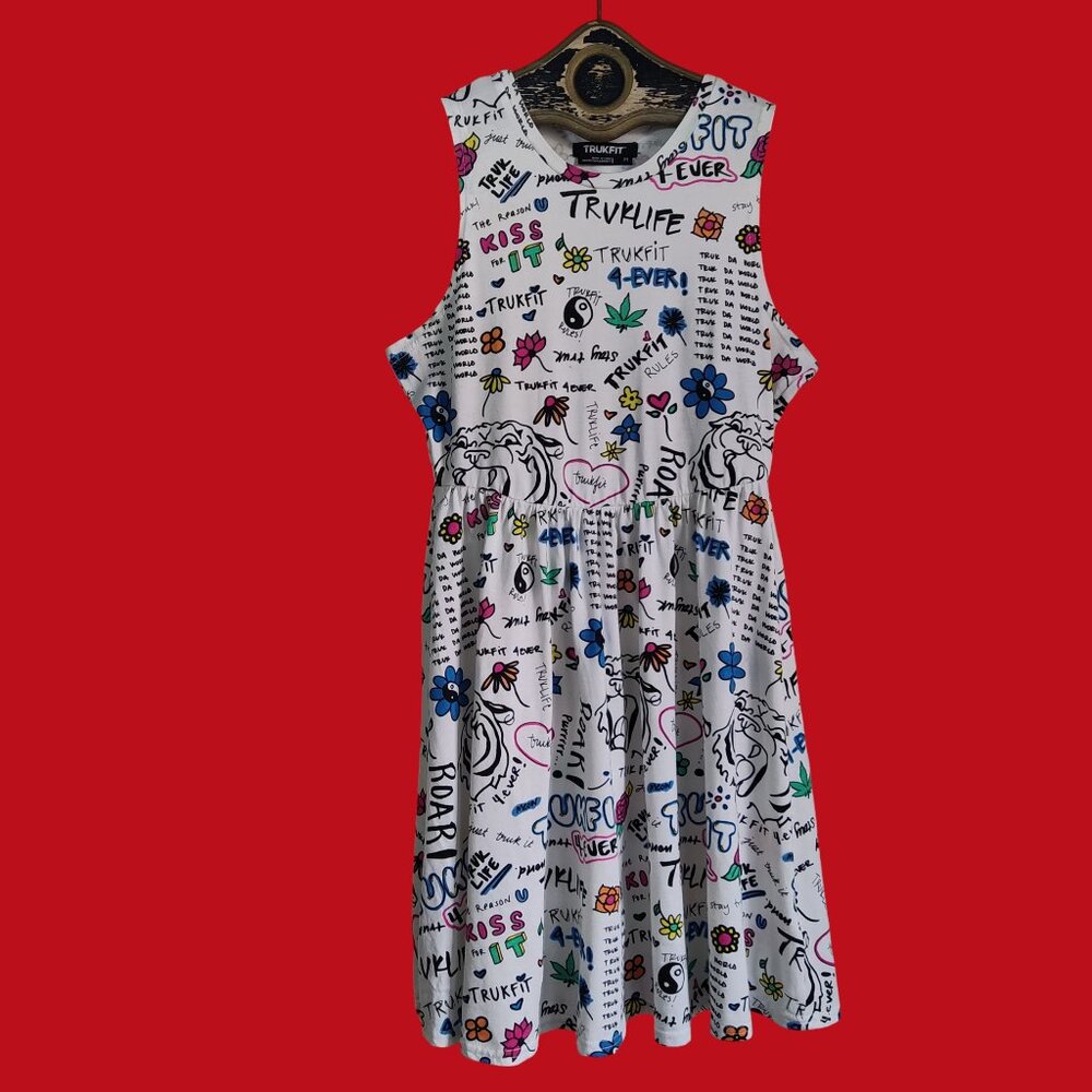 Trukfit Graffiti Doodle Art Streetwear Jumper Sun Dress Junior Teen Sz M L